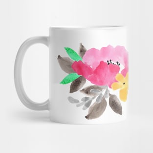 Pink green watercolor flower design Mug